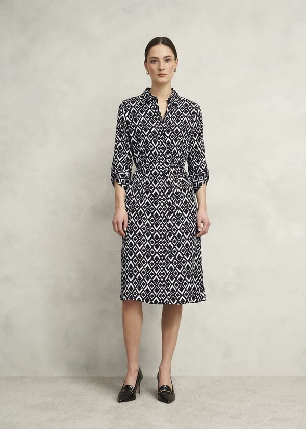hobbs Petite Cali Dress Navy Ivory
