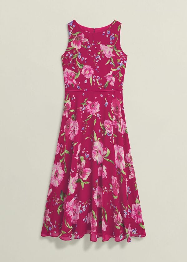 Hobbs Petite Carly Dress Pink Multi