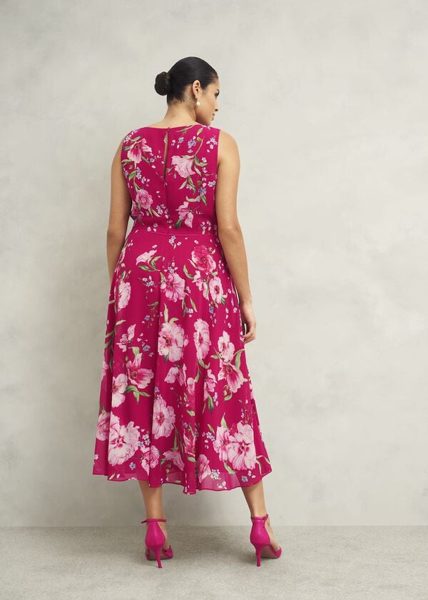 Hobbs Petite Carly Dress Pink Multi