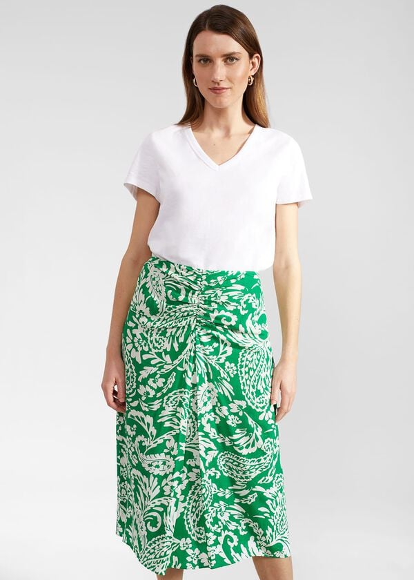 Hobbs Petite Cassidy Skirt Green Ivory