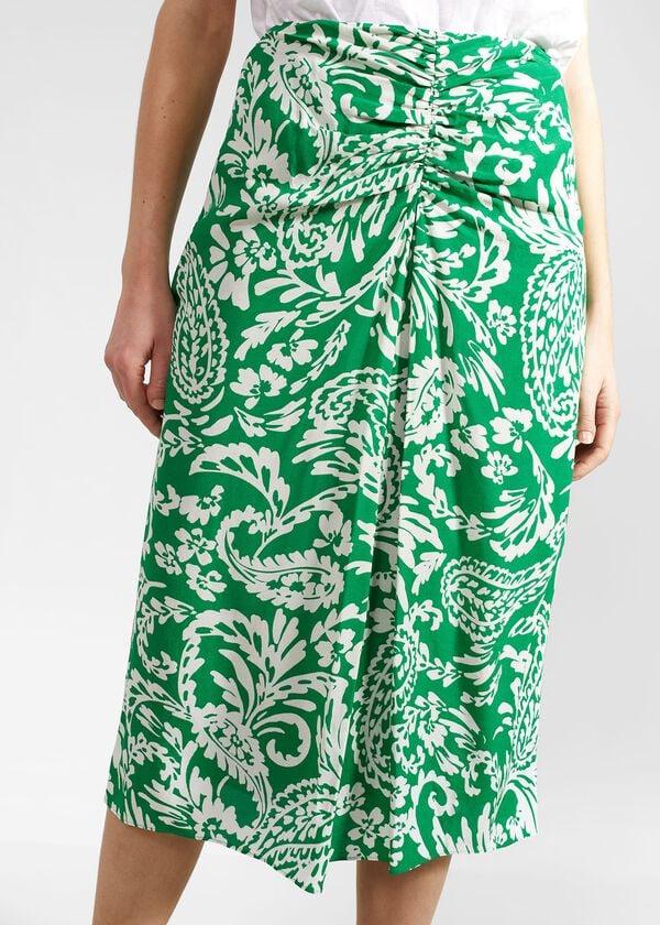 Hobbs Petite Cassidy Skirt Green Ivory