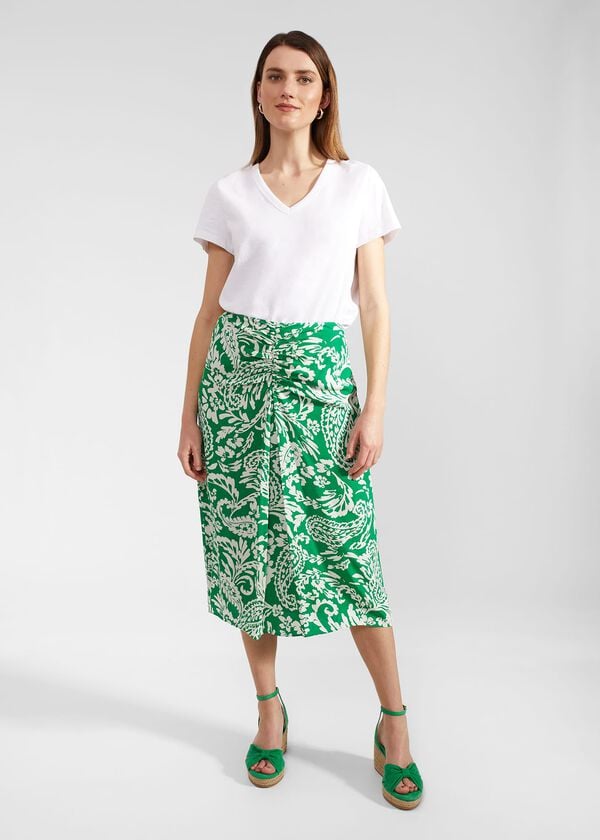 hobbs Petite Cassidy Skirt Green Ivory