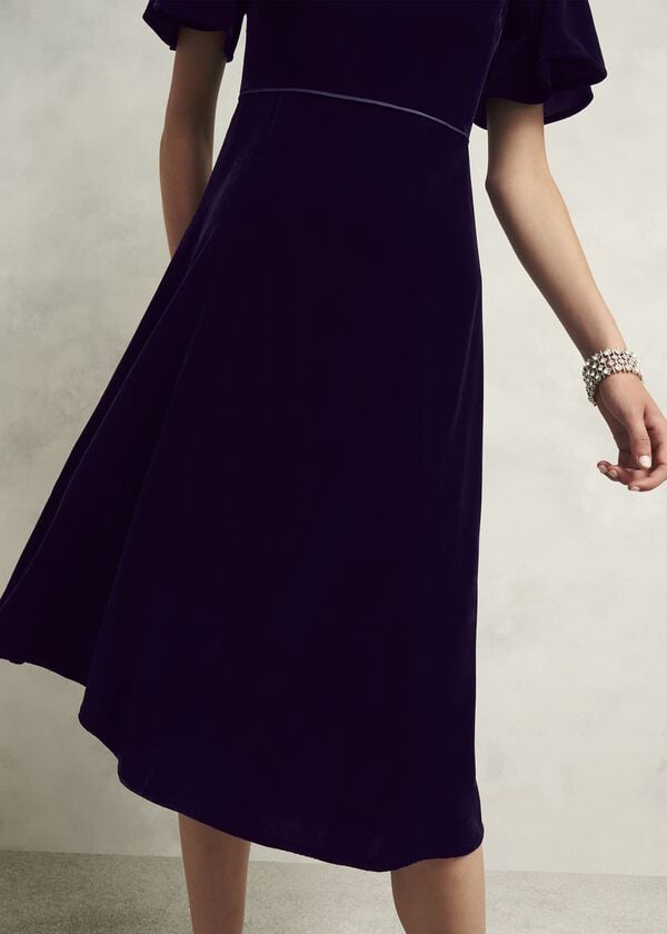 Hobbs Petite Catalina Velvet Dress Midnight Navy
