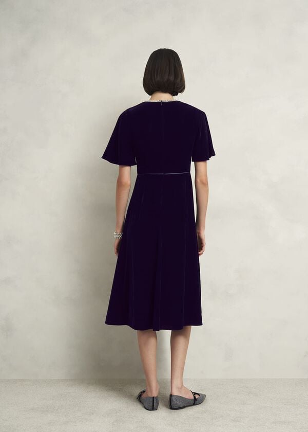 Hobbs Petite Catalina Velvet Dress Midnight Navy