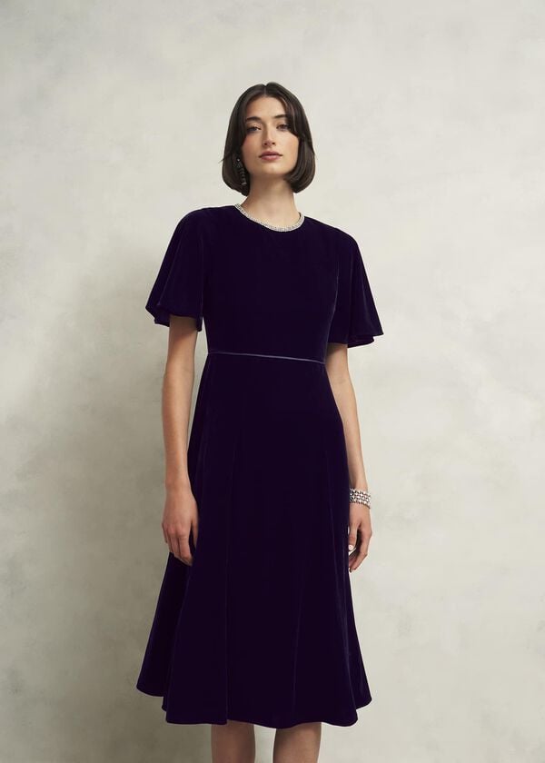 hobbs Petite Catalina Velvet Dress Midnight Navy