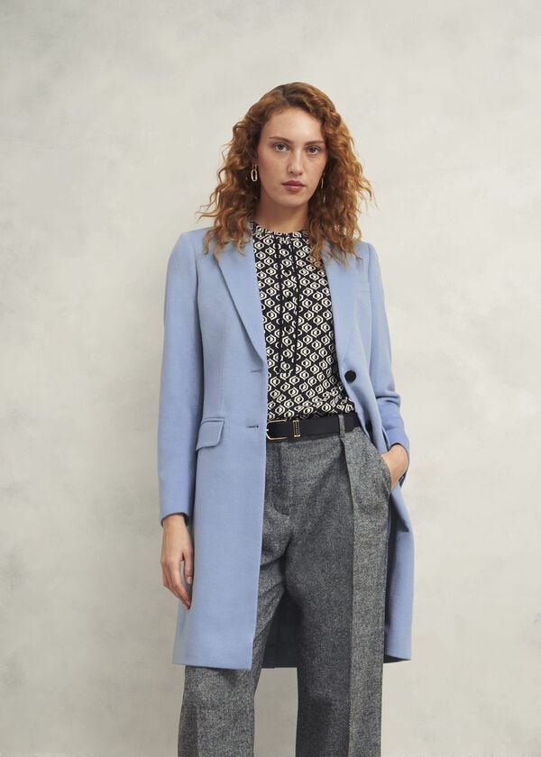 hobbs Petite Cavendish Wool Coat Pale Blue