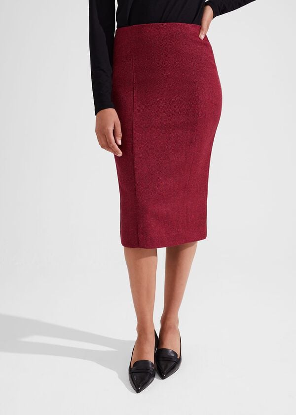 Hobbs Petite Daniella Wool Skirt Pink Multi