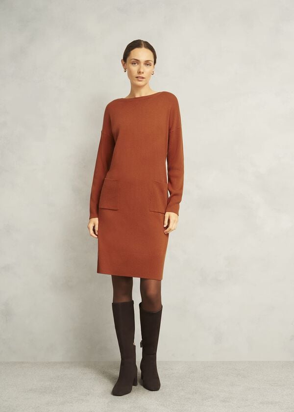 hobbs Petite Devora Dress Sienna Orange