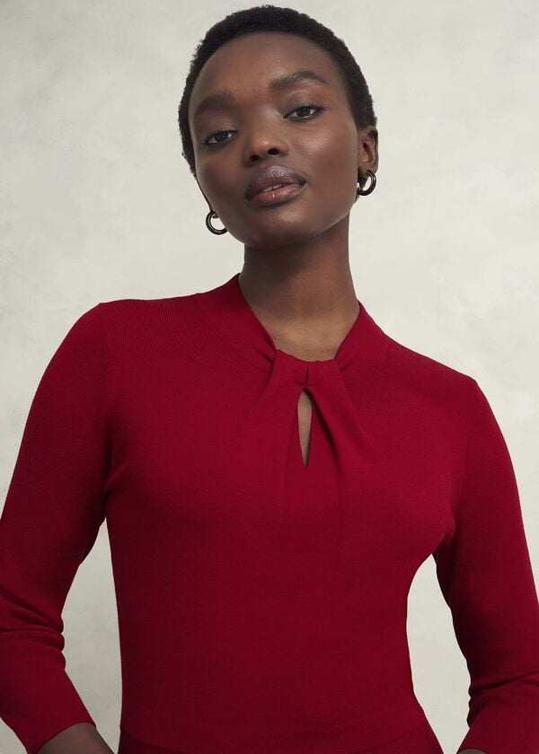 Hobbs Petite Effie Knitted Dress True Red