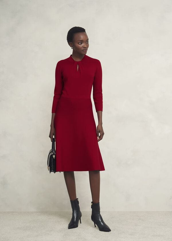 hobbs Petite Effie Knitted Dress True Red