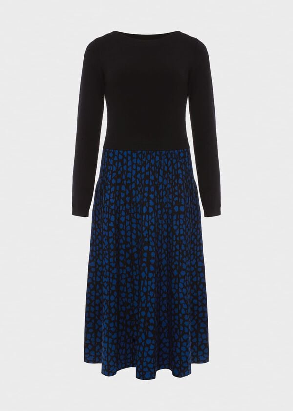 Hobbs Petite Elena Knitted Dress Black Blue