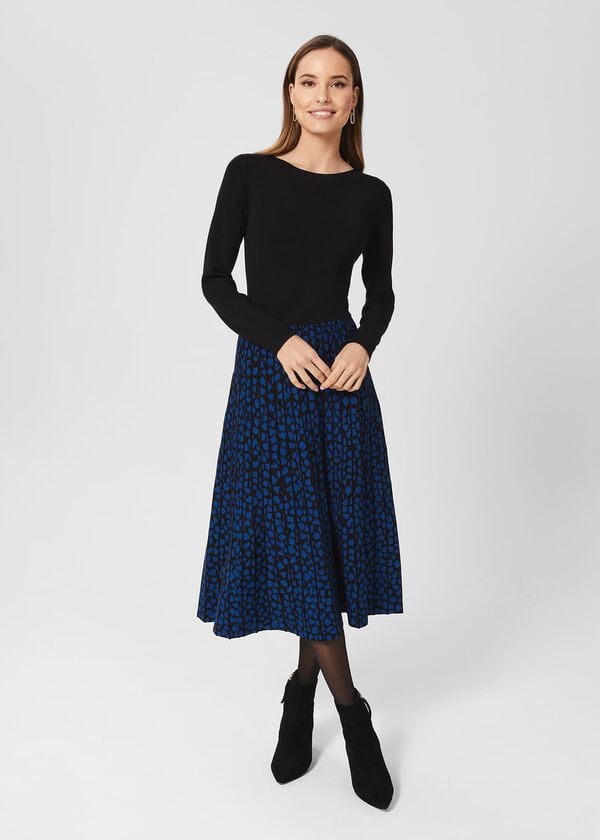 hobbs Petite Elena Knitted Dress Black Blue