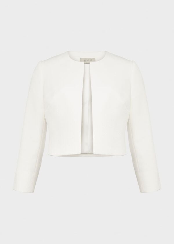 Hobbs Petite Elize Textured Jacket Ivory
