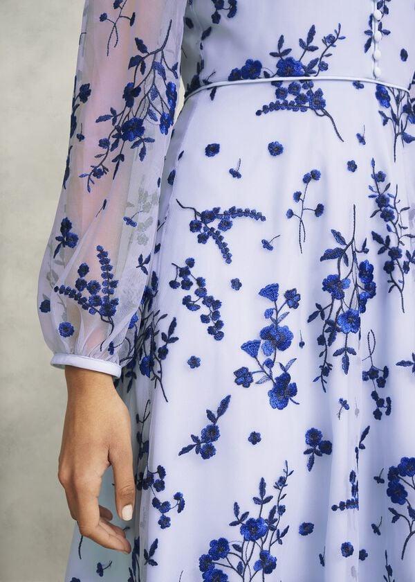 Hobbs Petite Ella Embroidered Dress Midnight Blue