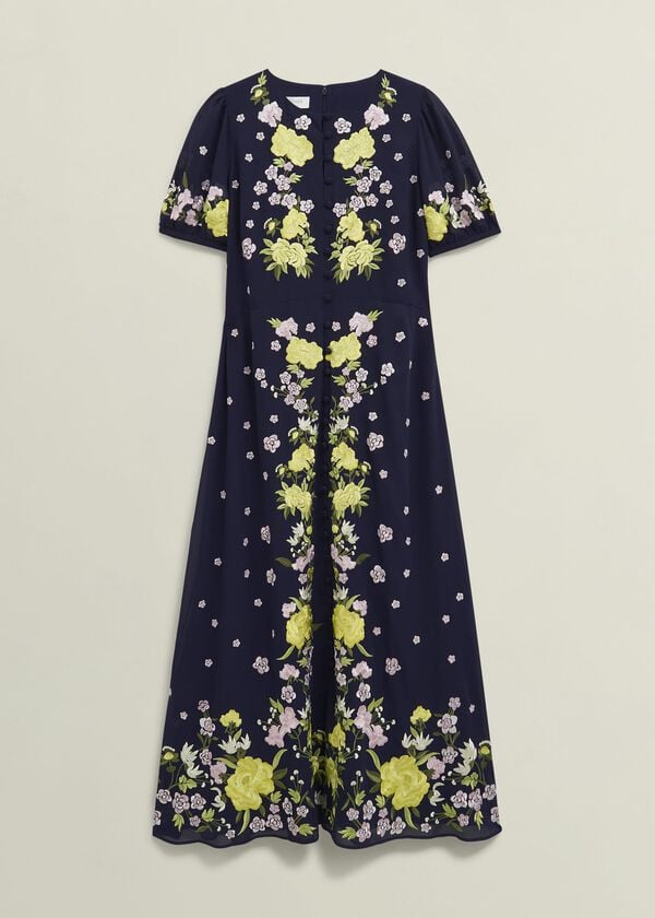 Hobbs Petite Elva Embroiderd Dress Midnight Multi