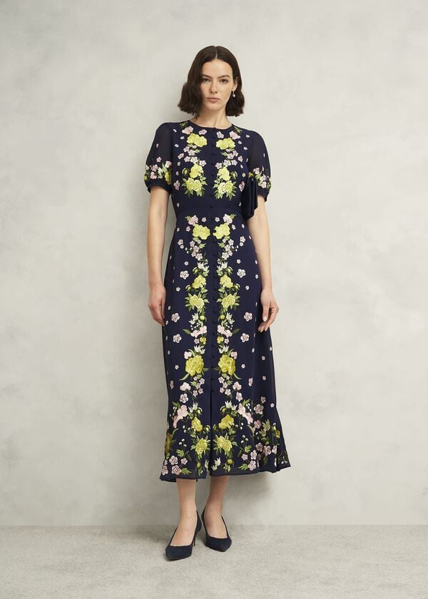 hobbs Petite Elva Embroiderd Dress Midnight Multi