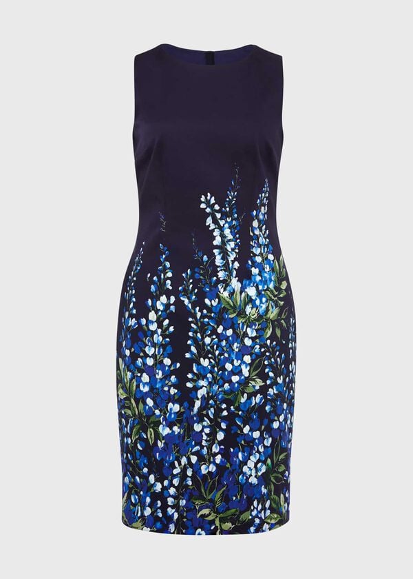 Hobbs Petite Fiona Floral Shift Dress Navy Blue