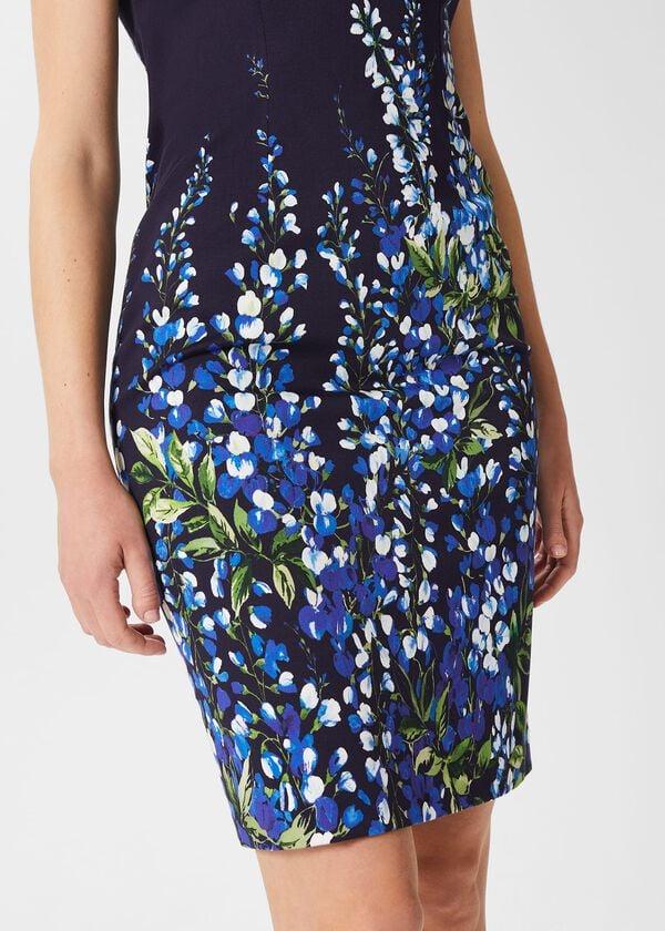 Hobbs Petite Fiona Floral Shift Dress Navy Blue