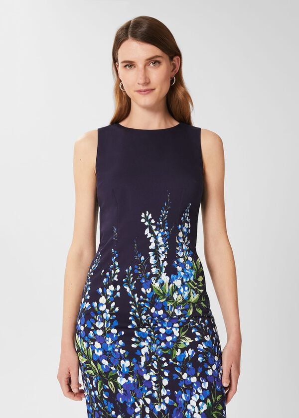 Hobbs Petite Fiona Floral Shift Dress Navy Blue