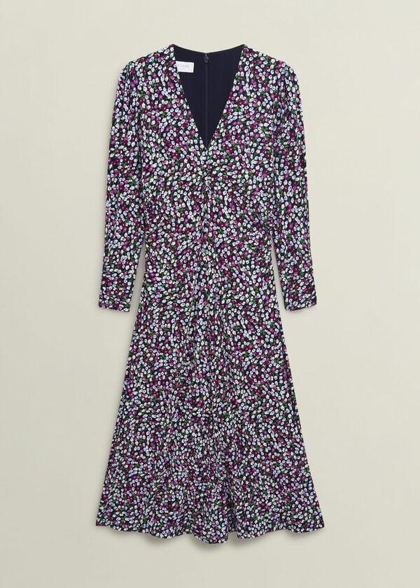 Hobbs Petite Flo Jersey Dress Pink Multi