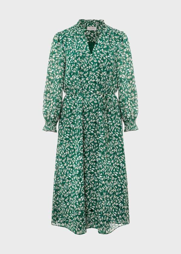 Hobbs Petite Flora Dress Green Multi