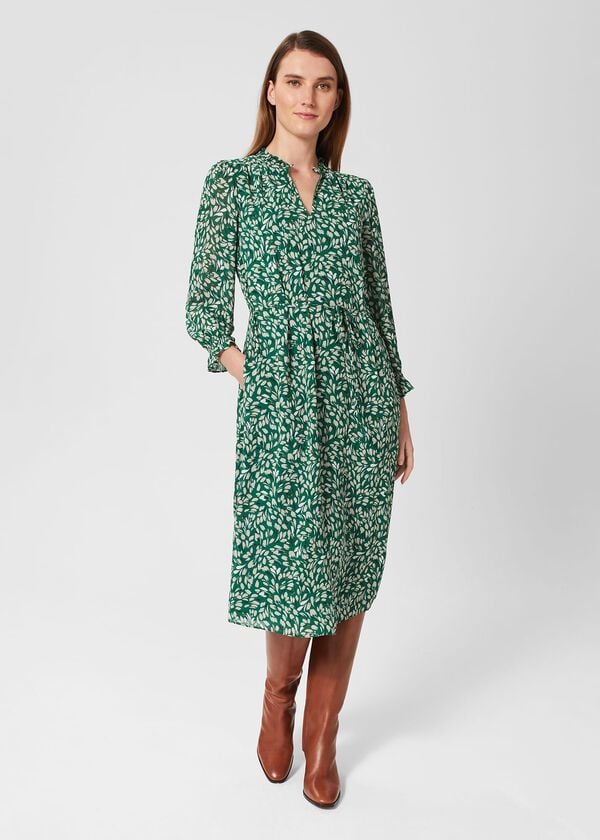 hobbs Petite Flora Dress Green Multi