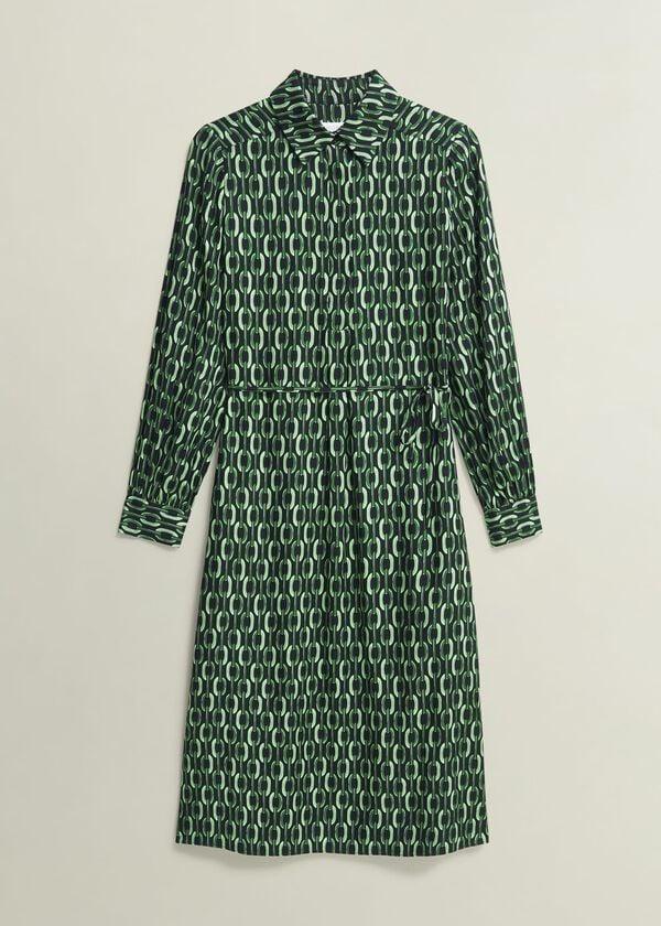 Hobbs Petite Florian Dress Navy Green