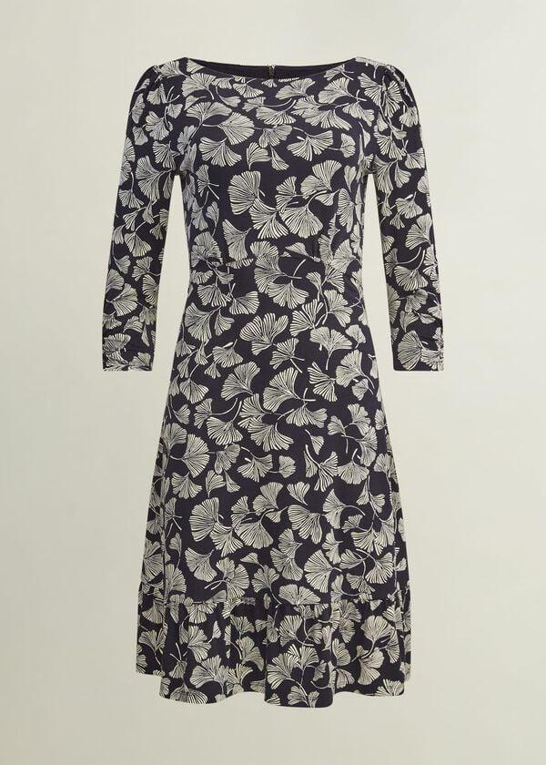 Hobbs Petite Ginny Jersey Dress Navy Cream