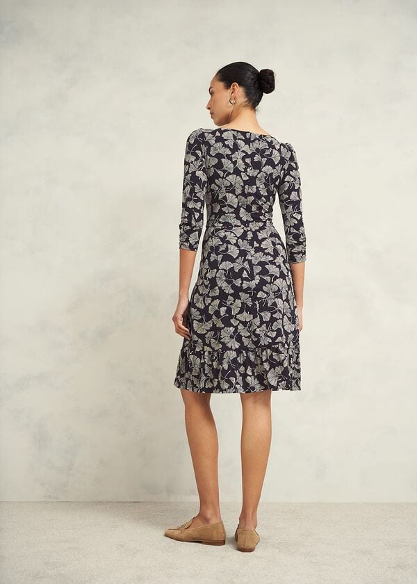 Hobbs Petite Ginny Jersey Dress Navy Cream