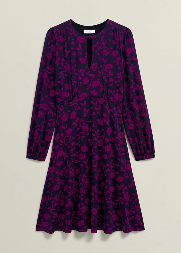 Hobbs Petite Grace Jersey Dress Navy Pink