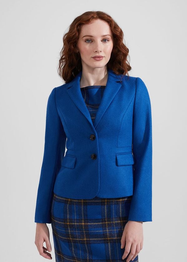 Hobbs Petite Hackness Wool Jacket Electric Blue