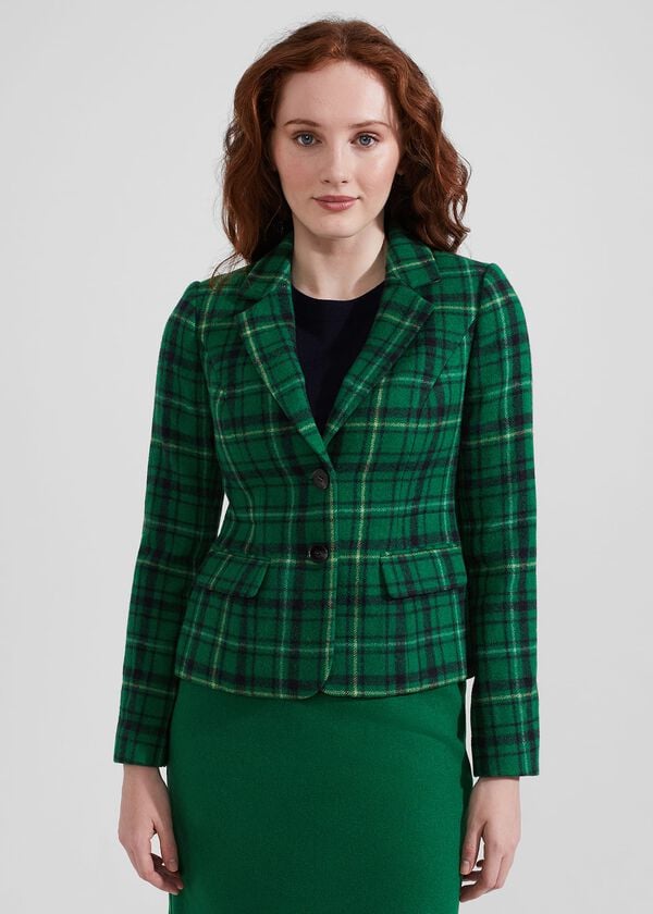Hobbs Petite Hackness Wool Jacket Green Multi