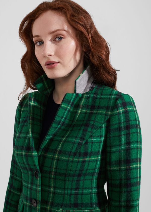 Hobbs Petite Hackness Wool Jacket Green Multi