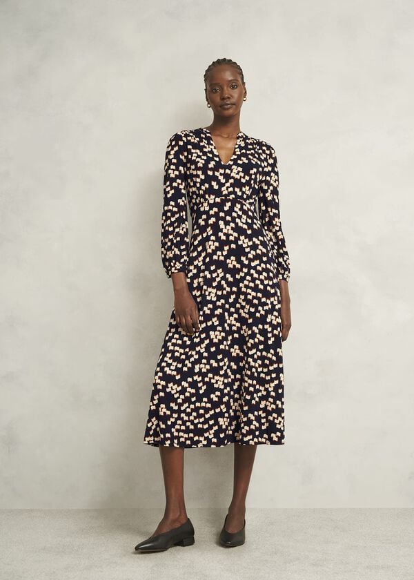 hobbs Petite Harlie Dress Navy Multi