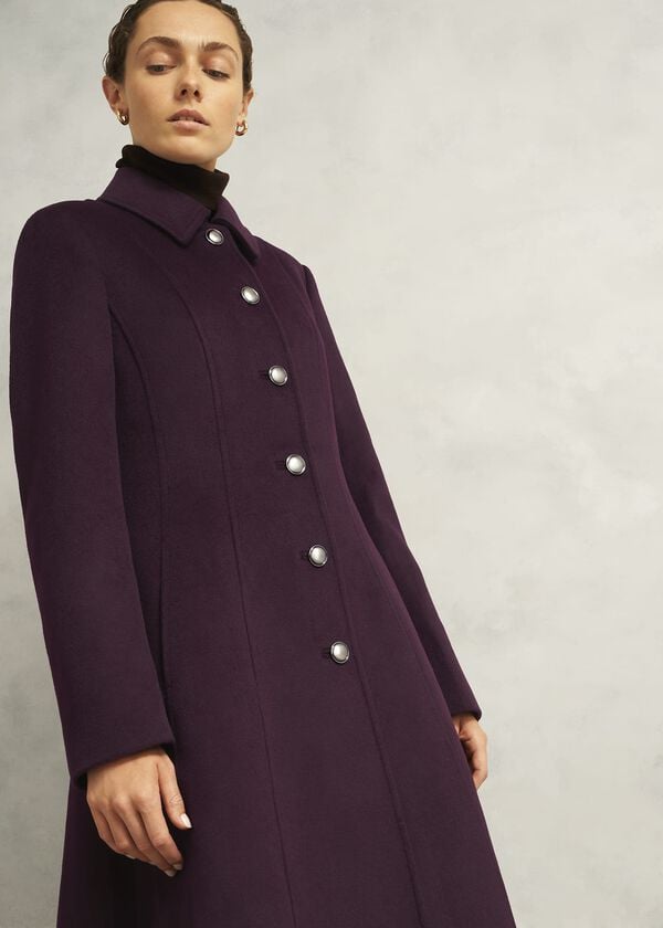 Hobbs Petite Iona Wool Coat Malbec Purple