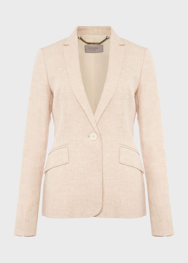 Hobbs Petite Ivana Linen Jacket Warm Neutral