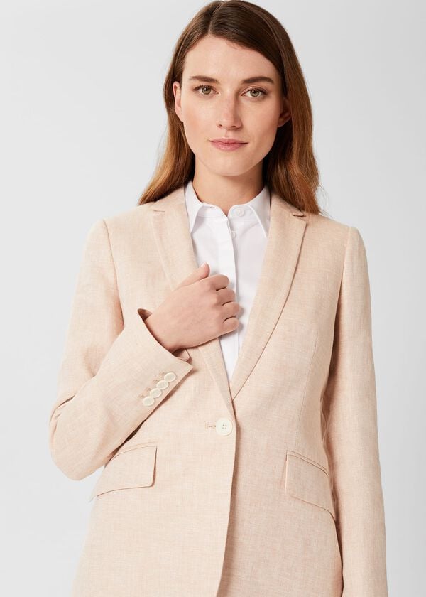 Hobbs Petite Ivana Linen Jacket Warm Neutral