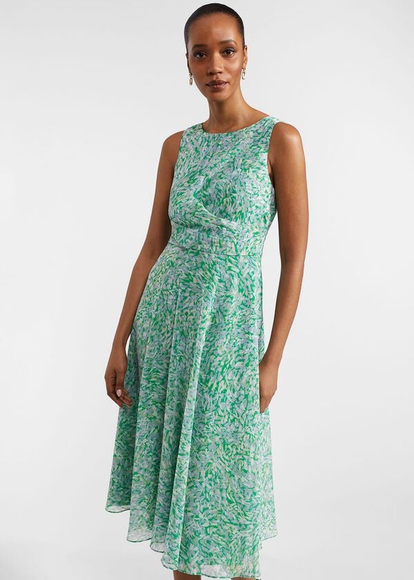 Hobbs Petite Jess Dress Green Multi