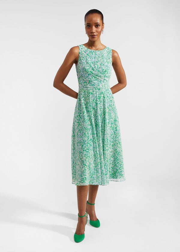hobbs Petite Jess Dress Green Multi