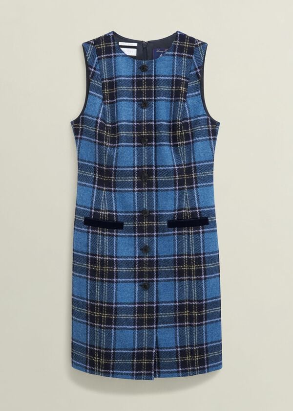 Hobbs Petite Joella Wool Dress Blue Multi