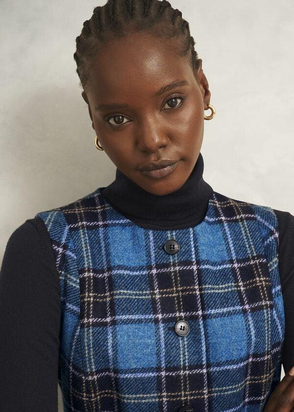 Hobbs Petite Joella Wool Dress Blue Multi