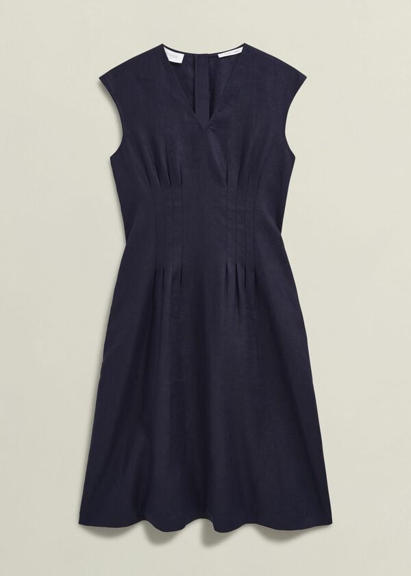 Hobbs Petite Kayleigh Linen Dress Navy