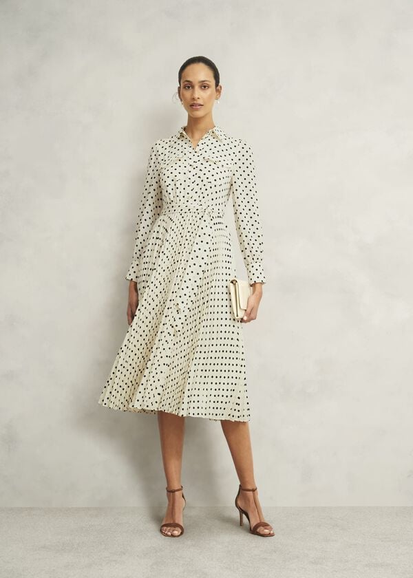 hobbs Petite Larina Dress Ivory Navy