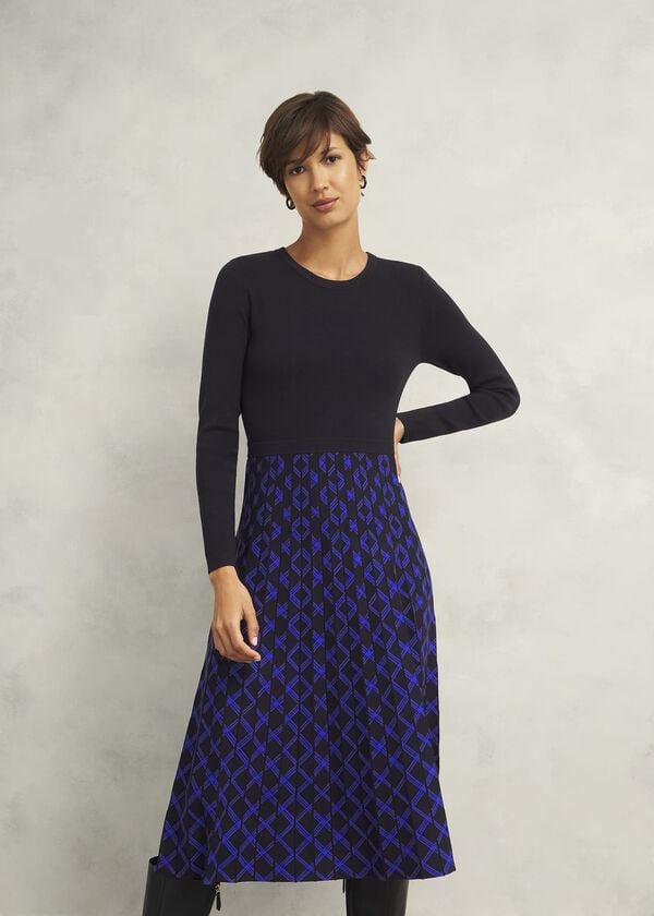 hobbs Petite Larna Dress Black Blue