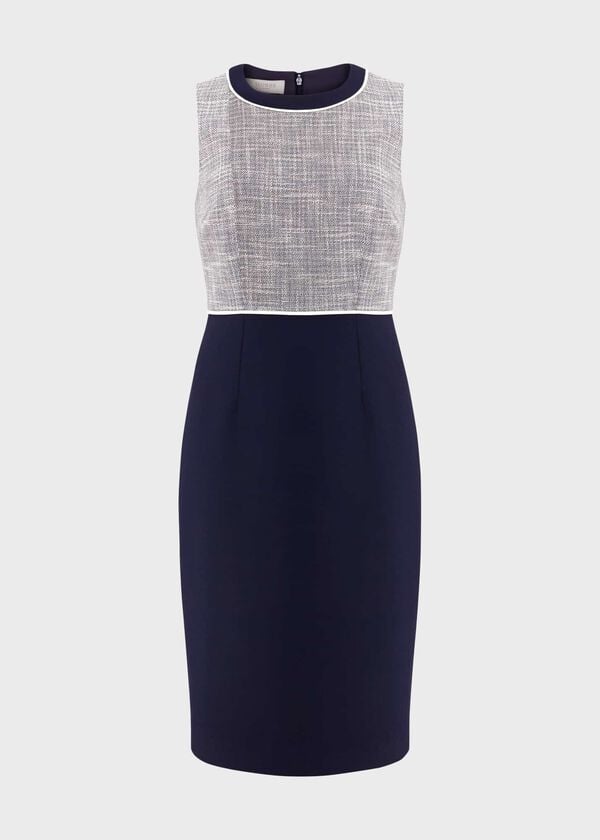 Hobbs Petite Laurie Dress With Cotton Navy Ivory