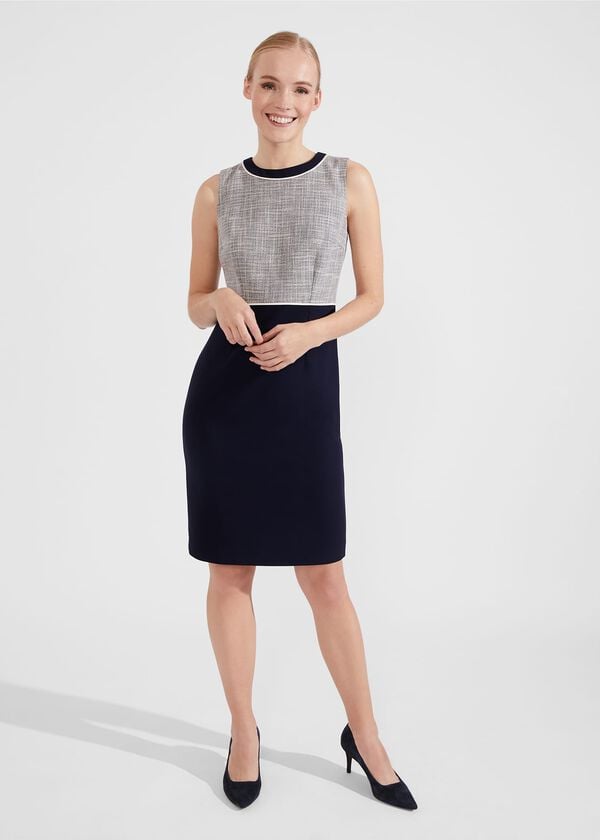 hobbs Petite Laurie Dress With Cotton Navy Ivory