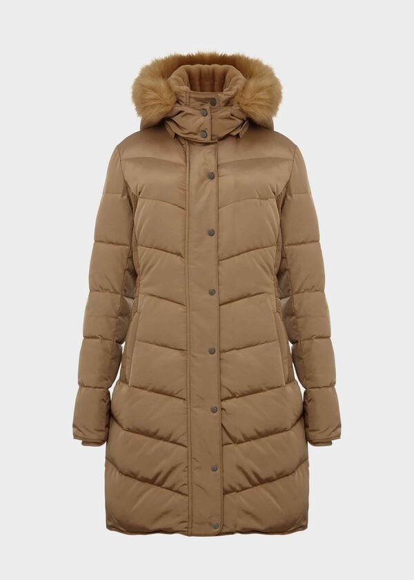 Hobbs Petite Lilian Puffer Jacket With Hood Camel