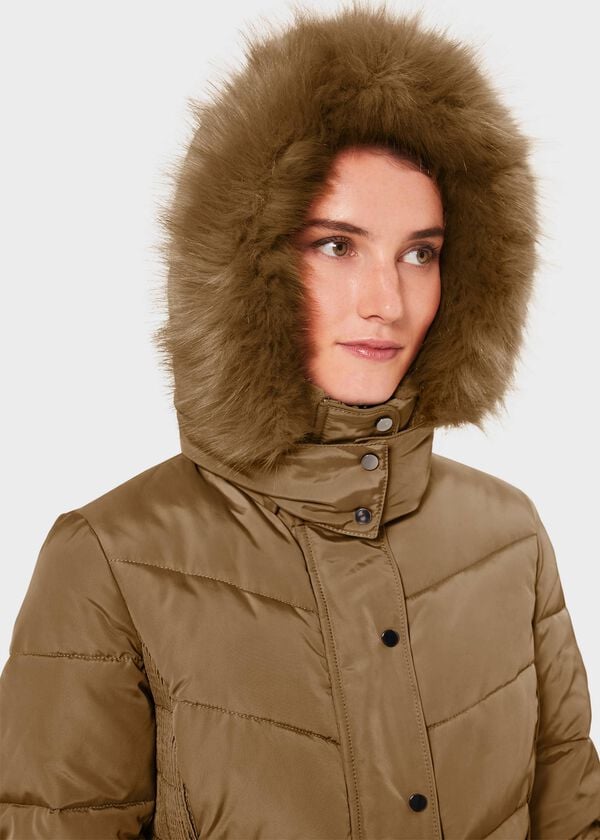 Hobbs Petite Lilian Puffer Jacket With Hood Camel