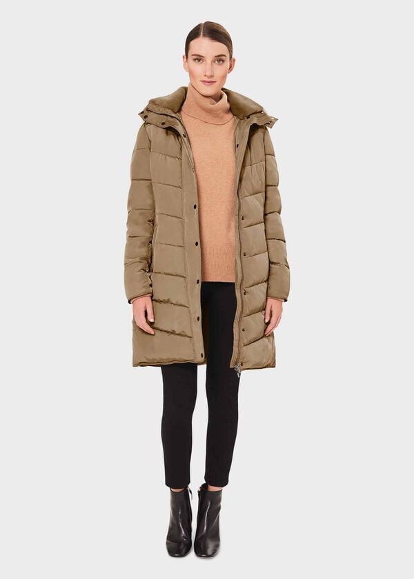 hobbs Petite Lilian Puffer Jacket With Hood Camel