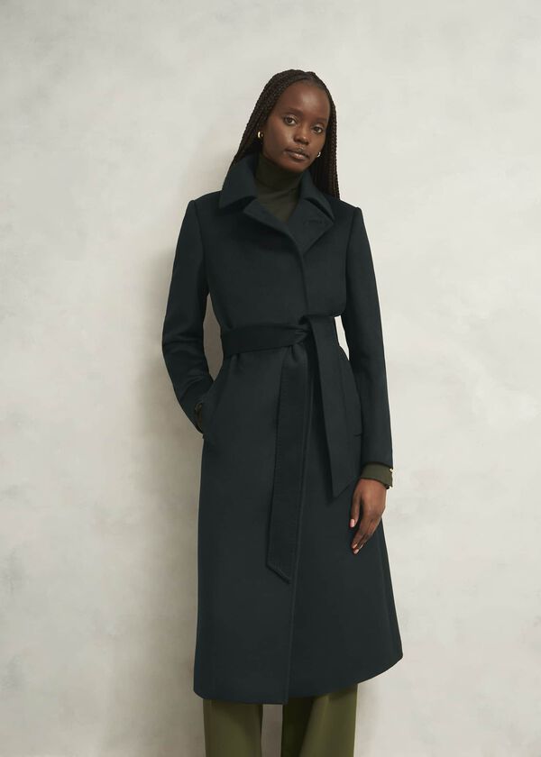 hobbs Petite Livia Wool Coat Dark Green